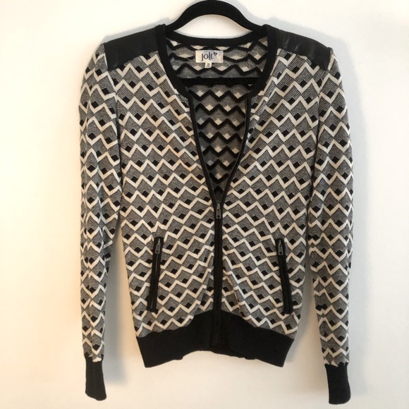 Jolt knit jacket with faux leather detail - Picture 2 of 3